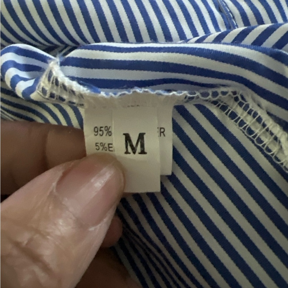 Blue & White Striped Button Front Collared Shirt Medium - Picture 5 of 5